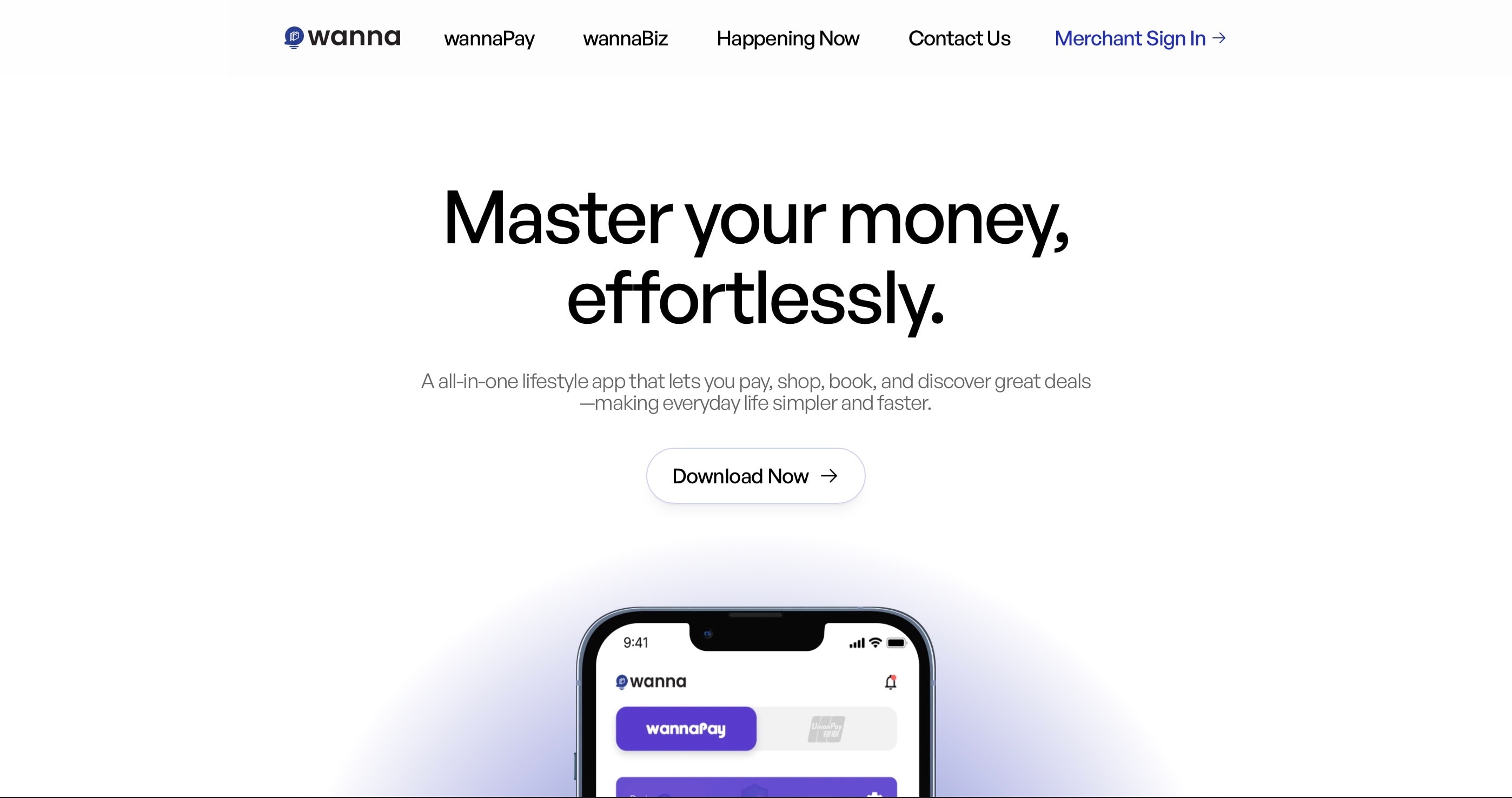wannaPay app website